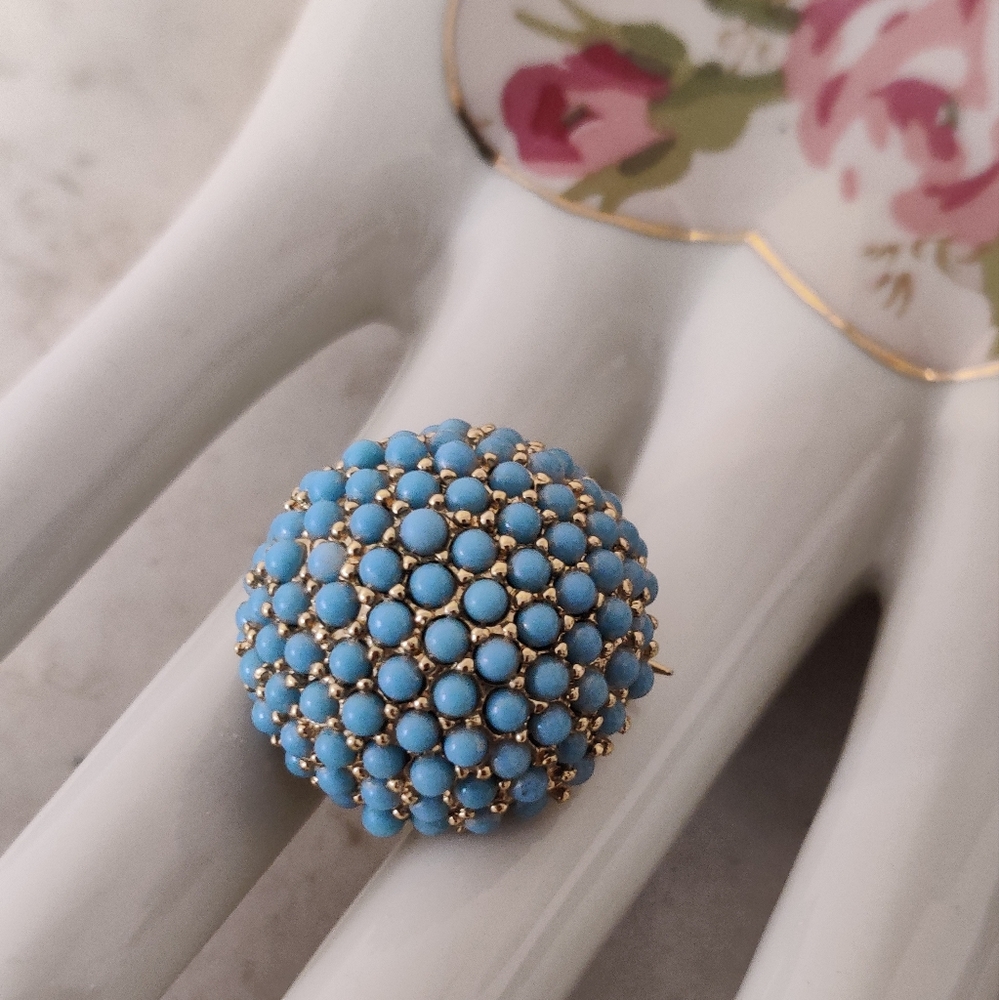 Signed Marcel Boucher Turquoise Ball Sphere Brooch